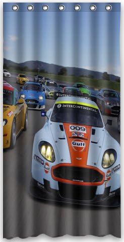 Custom car racing supercars Waterproof Bathroom Fabric Shower Curtain 36" x 72"