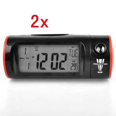 Neewer 2x Digital Desktop LCD Dual Projection Travel Alarm Clock Thermometer