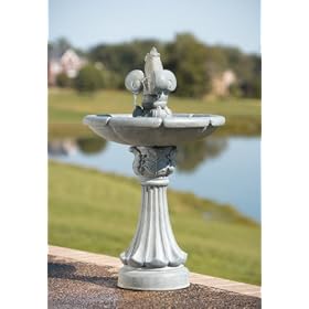 36 Fluted Pedestal Fleur De Lis Outdoor Garden Fountain by CC Home Furnishings