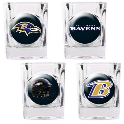 NFL Baltimore Ravens Four Piece Square Shot Glass Set (Individual Logos)