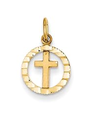 14k Yellow Gold Eternal Life Cross Charm