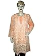 Womens Boho Full Embroidered Peach Cotton Kurta Dress Tunic Top Xl