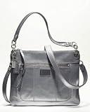 Coach Poppy Metallic Leather Hippie Shoulder Messenger Bag Purse 18807 Gunmetal
