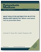 WHAT ROLE FOR ANTIBIOTICS IN OTITIS MEDIA AND SINUSITIS?: When--and when not--to prescribe them (Postgraduate Medicine)