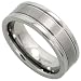 Tungsten Carbide 8 mm (5/16 in.) Comfort Fit Flat Wedding Band Ring Brushed Center w/ 2 Grooves