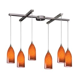 Verona - 6 Light Kitchen Island Pendant Track Lighting Fixture - Brushed Nickel - Amber -... by ELK Lighting