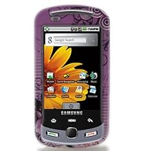 Crystal Hard Rubberized PURPLE case Cover with FLOWERS Design Sleeve for Samsung M900 Moment Sprint + Belt Clip [WCC117]