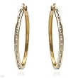 Hoops Earrings With 1.00ctw Genuine Diamonds Beautifully Designed in 14K Yellow Gold. Total item weight 9.1g