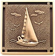 Dayshion® Square Floor Drain Shower Strainer,Antique Brass Bathroom,boat Art Carved pattern