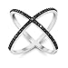 Black and White 925 Silver Cubic Zirconia CZ Criss-Cross Single 
