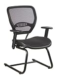 Air Grid Back Visitors Chair with Air Grid Seat, Fixed Angled Arms and Sled Base By Office Star