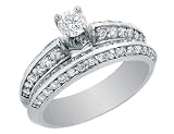 Diamond Engagement and Wedding Ring Set 3/4 Carat (ctw) in 14K White Gold