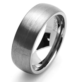 8MM Comfort Fit Tungsten Carbide Wedding Band Brushed Domed Ring For Men & Women (5 to 15) Size 5