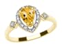 10k Yellow Gold, November Birthstone, Citrine and Diamond Pear Shaped Ring, Size 7