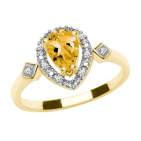 Buy 10k Yellow Gold, November Birthstone, Citrine and Diamond Pear Shaped Ring by Amazon.com Collection