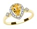 10k Yellow Gold, November Birthstone, Citrine and Diamond Pear Shaped Ring