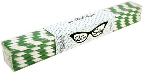 Paper Straws 10" - Pack of 25 Dark Green Stripe by Retro Sally