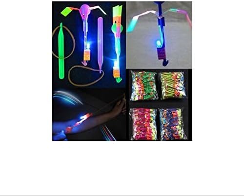 LED Light Flying Sling Helicopter Rocket Arrow Frisbee Flyer Toys Gift 10 Pieces