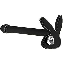 Playboy Black Titanium Rabbit Head Nose Bone
