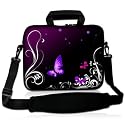 SIDORENKO Notebooktaschen mit Tragegurt + Tragegriff inkl. Zusatzfach f&uuml;r Maus und Ladeger&auml;t an der Vorderseite der Tasche- Notebooktasche Designer Sleeve Gr&ouml;&szlig;e 43,9cm von 17" bis 17,3" Zoll Neopren Labelprint Schutzh&uuml;lle Design Tasche H&uuml;lle Case