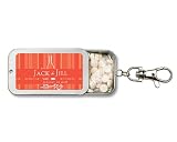 Baby Keepsake: Orange Stripes Wine Theme Personalized Key Chain Mint Tin Favors - Una (Set of 24)
