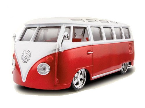 Childrens Toyshop  Toys : Diecast Model VW Samba Van (VBugz) in Red and White (1:25 scale)
