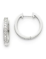 14k White Gold Diamond Complete Hinged Hoop Earrings. Carat Wt- 0.32ct