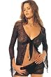 2Pc Long Sleeved Tie Front Spider Web Lace Top And Shorts Set