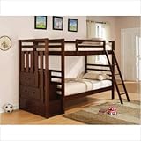 Arnold Twin Over Twin Bunk Bed with Staircase in Dark Cherry