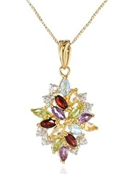 18k Yellow Gold-Plated Sterling Silver Gemstone and Diamond Accent Drop Pendant Necklace, 18"