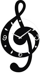 Ashton Sutton Musical Clef Wall Clock, Wooden and Glass