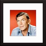 Andy Griffith Custom Framed And Matted Color Photo (Red Background) Total Size: 20x20 Inches