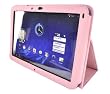Pink Carbon Fiber Folio Leather Stand Case for Motorola Xoom