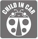 imoninn CHILD in car ステッカー　【マグネットタイプ】　No.04　テントウ虫さん　（シルバーメタリック）