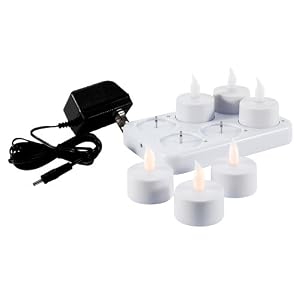Mark Feldstein and Associates JS614 Set of 6 Rechargeable White Tea Lights by 
