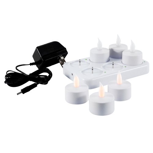 Mark Feldstein & Associates JS614 Set of 6 Rechargeable White Tea Lights