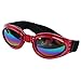 QUMY Dog Sunglasses Dog Goggles for Medium Large Breed Dogs, Wind Dust Fog Protection Eye Wear Pet Glasses with Adjustable Strap for Motorcycle Car Driving Bike Riding Hiking Swimming Over 15lbs Red