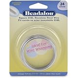 Beadalon Square Wire 316L Stainless Steel 24 Gauge, 10-Meter