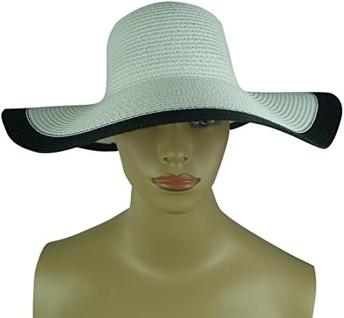 Goyestore Women Large Straw Wide Brim Kentucky Church Derby Beach Vacation Hat (White)