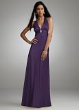 Davids Bridal Long Charmeuse Halter Dress with Brooch Style 636857T 41YuZJ%2BScWL. SL160 Davids Bridal Long Charmeuse Halter Dress with Brooch Style 636857T