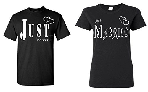 Shop4Ever® Couples Matching Just Married Wedding T-shirt