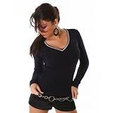 Super élégant chandail strass tricot Marine 36 (WE50)
