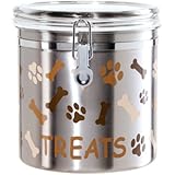 Oggi 8300 Stainless Steel Airtight Paws and Bones Pet Treat Canister