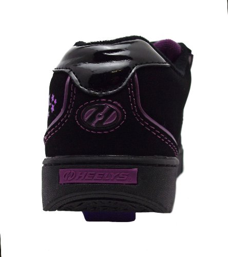Size 4 Girl's Comet Heelys Black/purple Star Print Lace Up Wheel Trainers