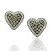 Brown Diamond Heart Earrings with White Diamond Border