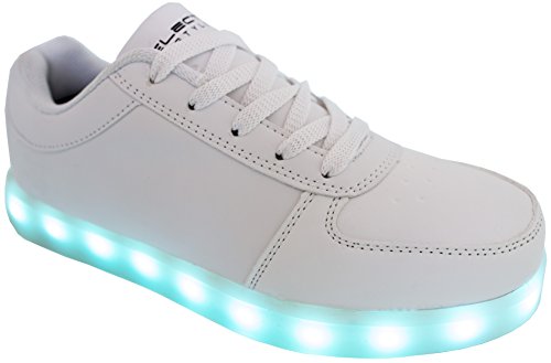 LED Shoes Light Up Glow Sneakers ( White, (Mens 3) (Womens 5))