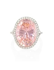 Diamond and Pink Quartz 14k White Gold Ring