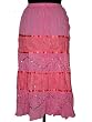 Womens Bellydance Boho Gypsy Cotton Emb Skirts in Pink India 36"
