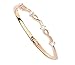 18k Rose Gold Women's Bracelet with White Color Wave Swirl Thin Stackable Hinged Bangle Bracelet