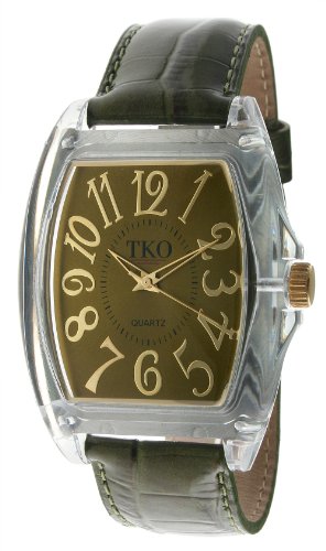 TKO ORLOGI Womens TK534-GR Position Primavera Plastic Case and Leather Strap Watch